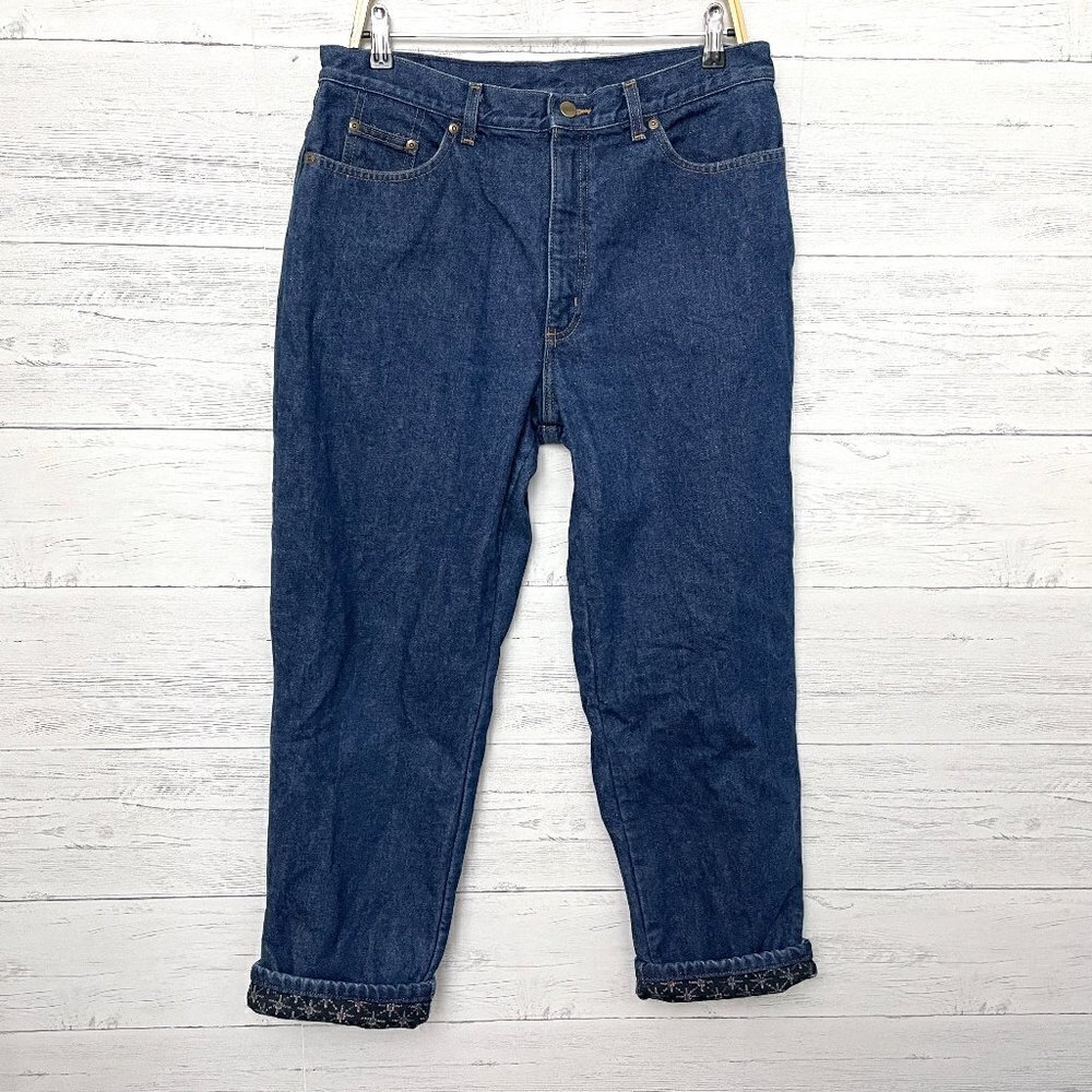 L.L. Bean Women's Flannel Lined Jeans Double L Relaxed Fit Straight Leg 14R